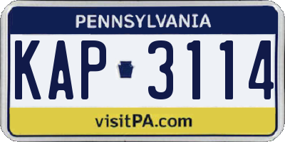 PA license plate KAP3114
