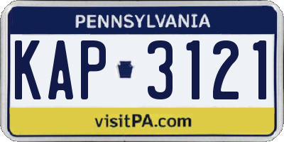 PA license plate KAP3121