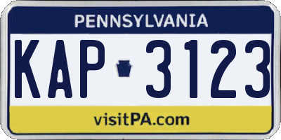 PA license plate KAP3123