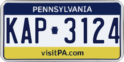 PA license plate KAP3124