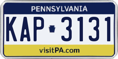 PA license plate KAP3131