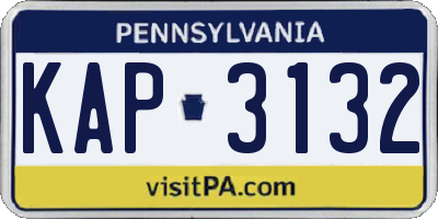 PA license plate KAP3132