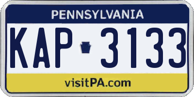 PA license plate KAP3133