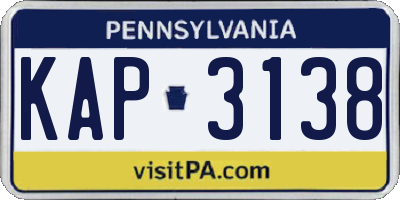 PA license plate KAP3138