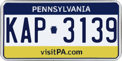 PA license plate KAP3139