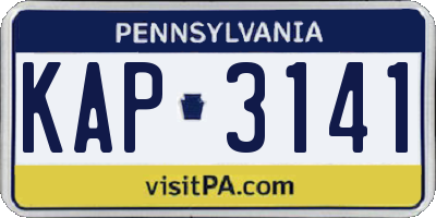 PA license plate KAP3141