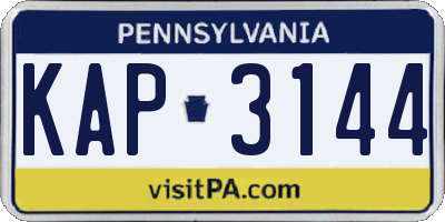 PA license plate KAP3144