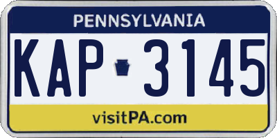 PA license plate KAP3145