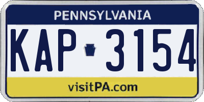 PA license plate KAP3154