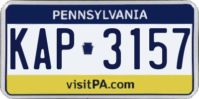 PA license plate KAP3157