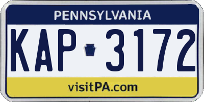 PA license plate KAP3172