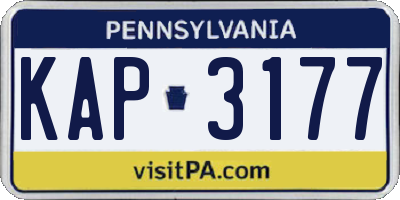 PA license plate KAP3177