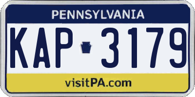 PA license plate KAP3179