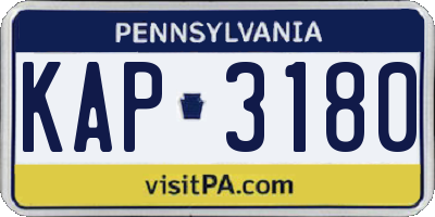 PA license plate KAP3180