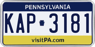 PA license plate KAP3181