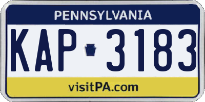 PA license plate KAP3183