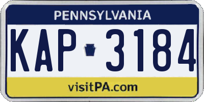 PA license plate KAP3184