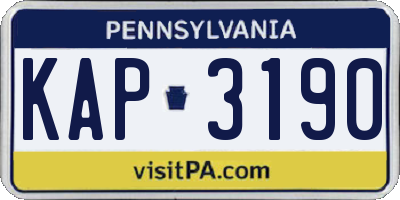 PA license plate KAP3190