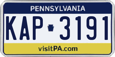 PA license plate KAP3191
