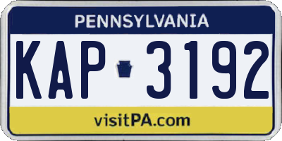 PA license plate KAP3192