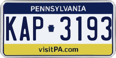 PA license plate KAP3193