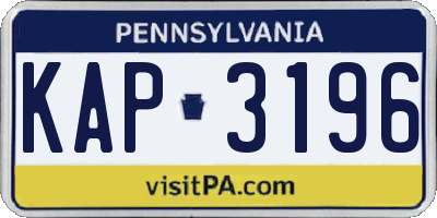 PA license plate KAP3196