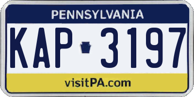 PA license plate KAP3197