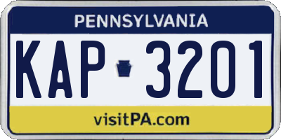 PA license plate KAP3201