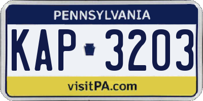 PA license plate KAP3203