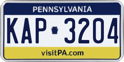 PA license plate KAP3204