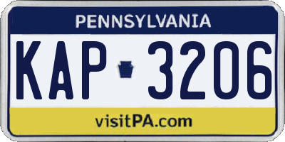 PA license plate KAP3206