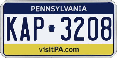 PA license plate KAP3208