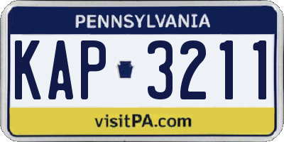 PA license plate KAP3211