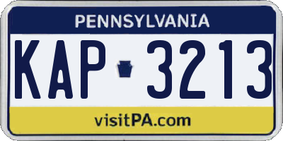 PA license plate KAP3213