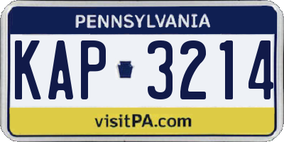 PA license plate KAP3214