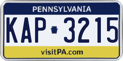 PA license plate KAP3215