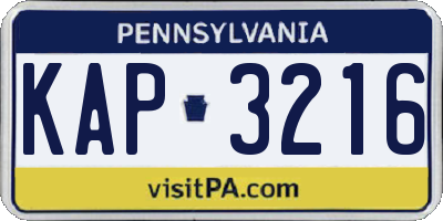 PA license plate KAP3216