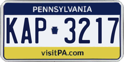 PA license plate KAP3217