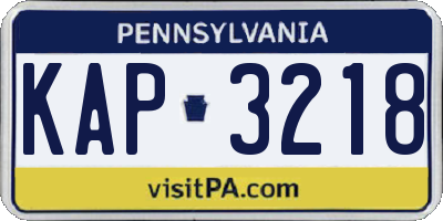 PA license plate KAP3218
