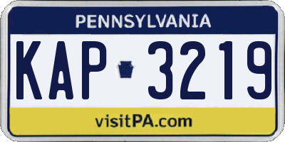 PA license plate KAP3219