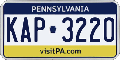 PA license plate KAP3220