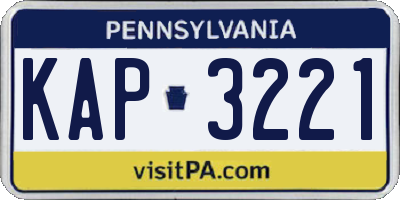 PA license plate KAP3221
