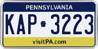 PA license plate KAP3223
