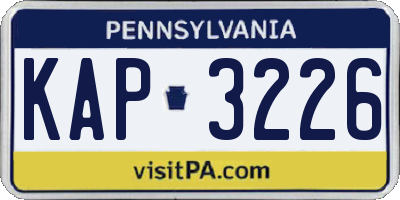 PA license plate KAP3226