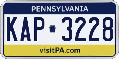 PA license plate KAP3228