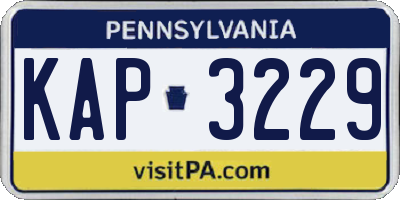 PA license plate KAP3229