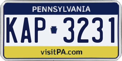 PA license plate KAP3231
