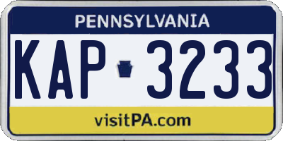 PA license plate KAP3233