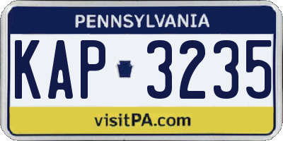 PA license plate KAP3235