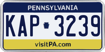 PA license plate KAP3239